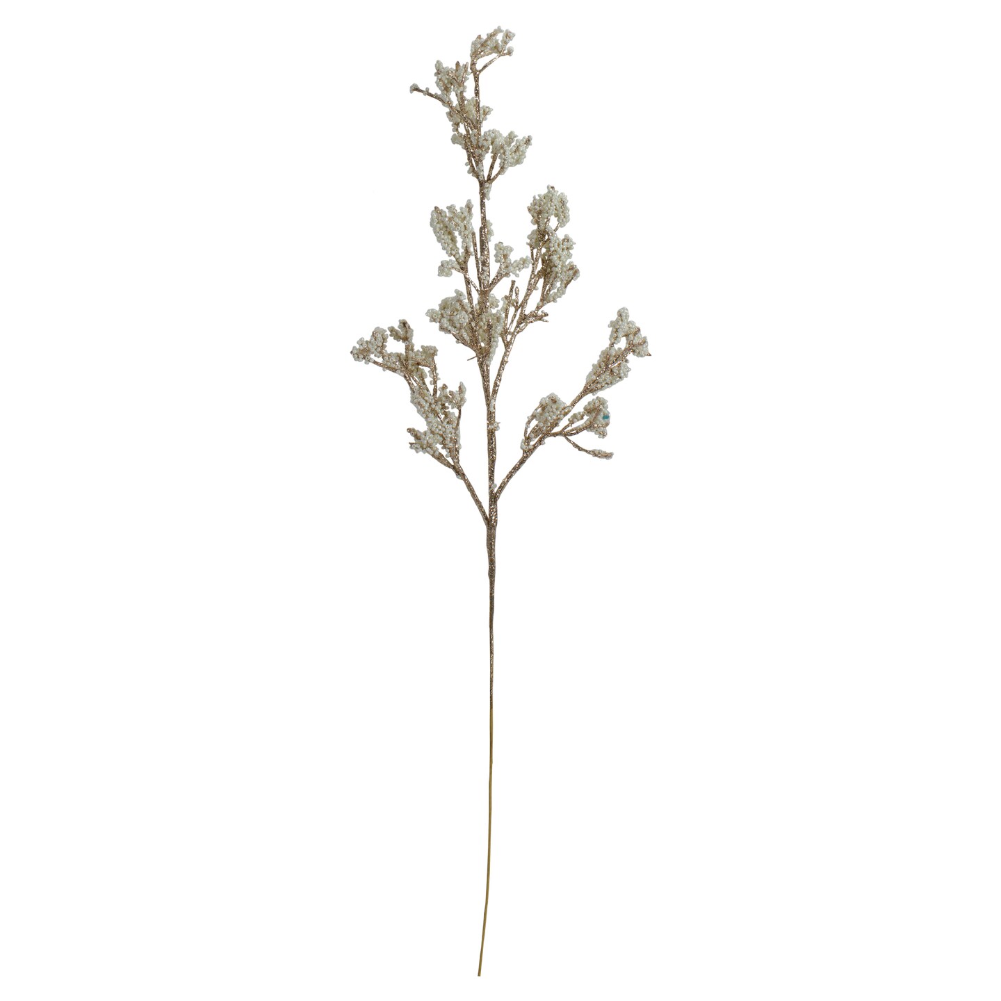 Northlight 30&#x22; Artificial White and Champagne Gold Beaded Twig Christmas Spray
