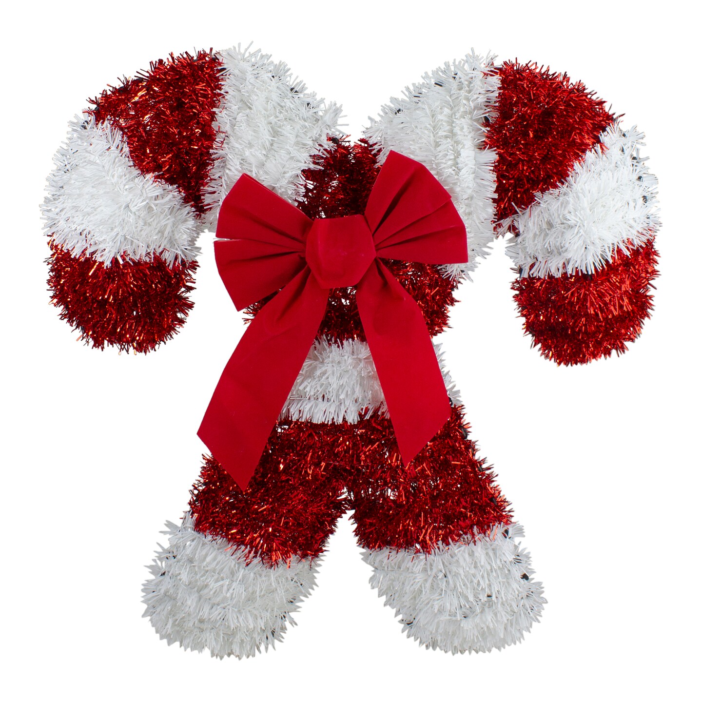 Northlight Tinsel Candy Cane Christmas Window Decoration - 19&#x22; - Red and White - Unlit