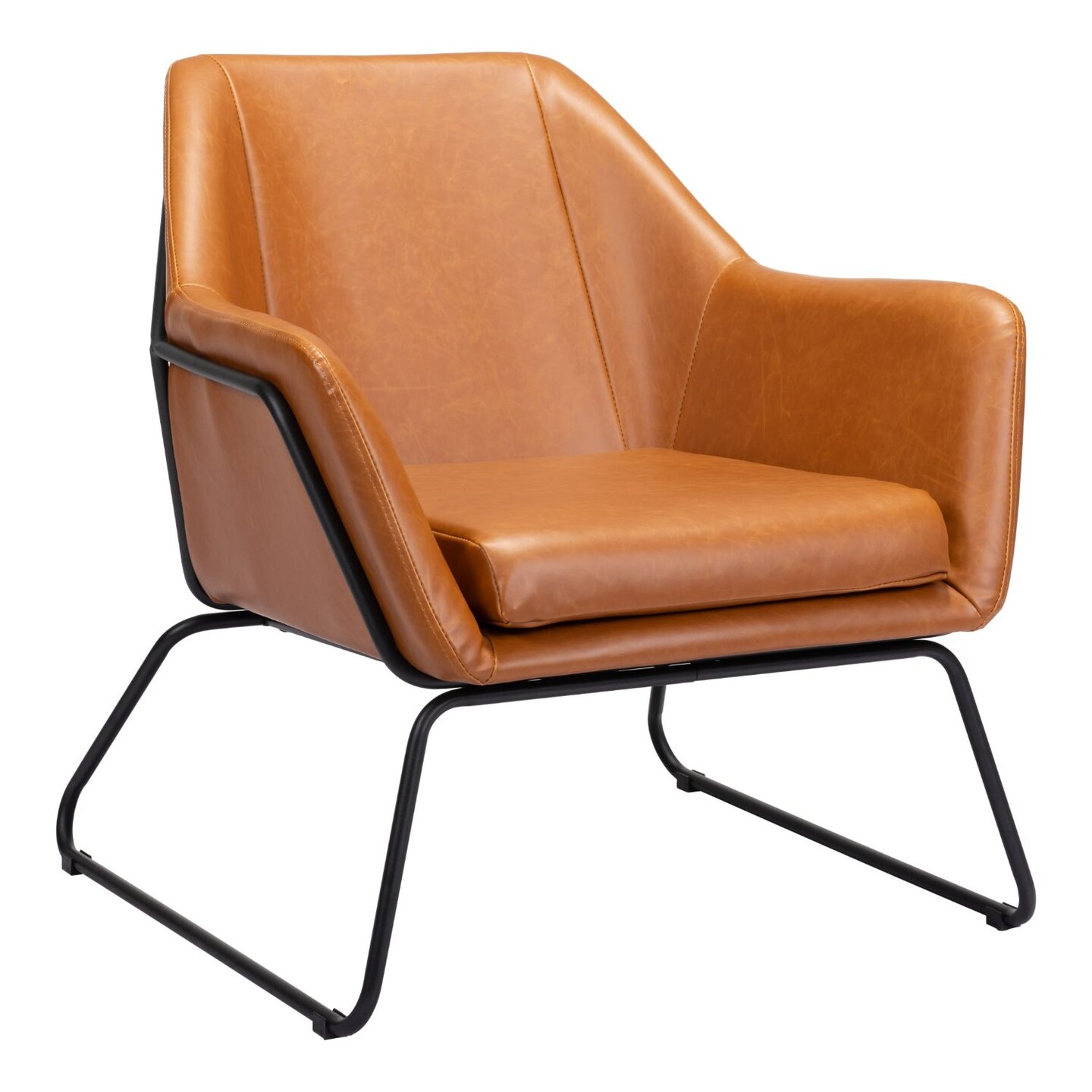Modern Home 31.5&#x22; Tan and Black Angular Comfy Upholstered Accent Chair