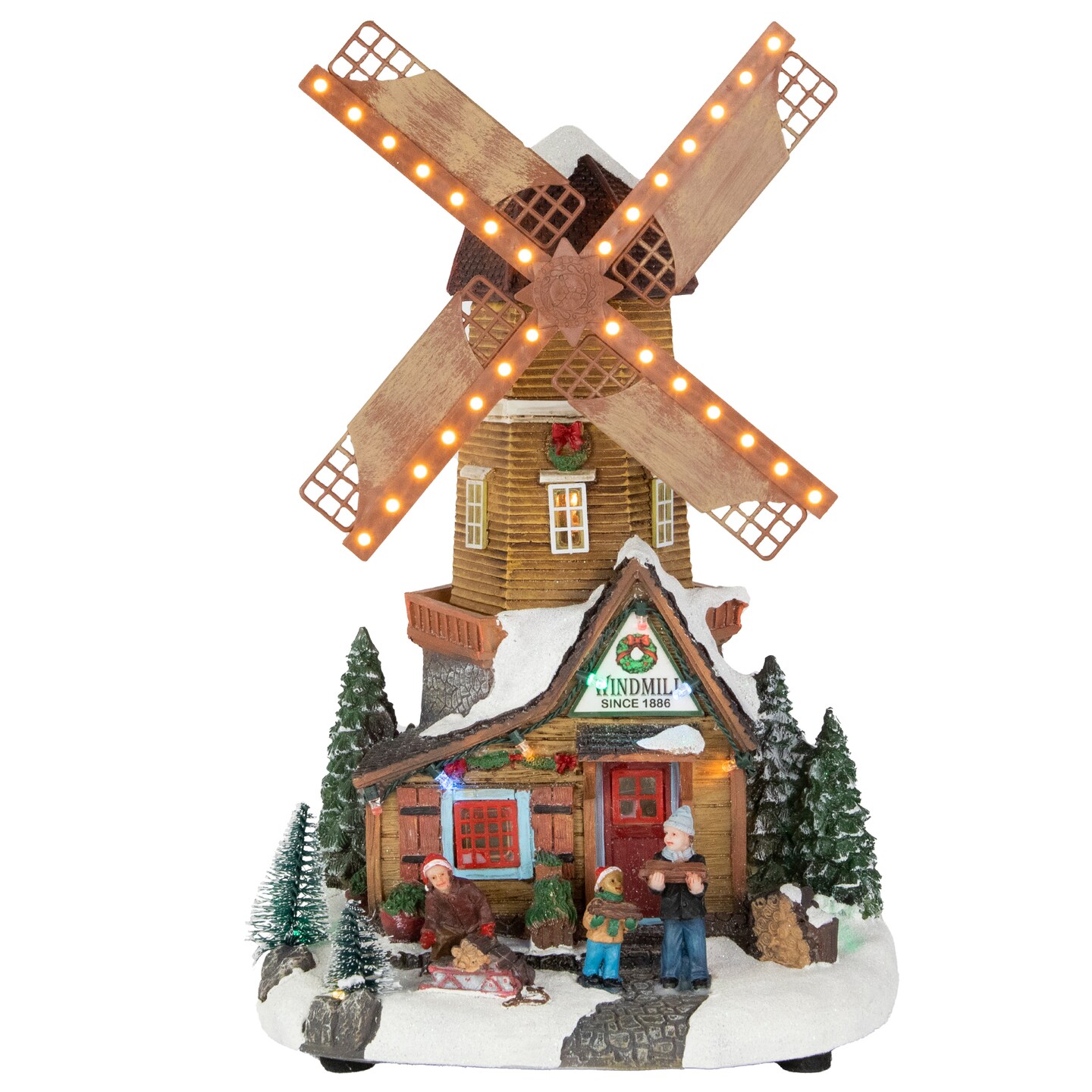 Northlight LED Lighted Animated and Musical Windmill Christmas Village Display Decoration - 13.25"