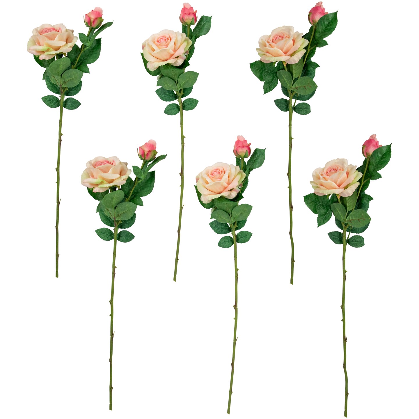 Northlight Real Touch&#x2122; Light Pink Artificial Rose Stems, Set of 6 - 26&#x22;