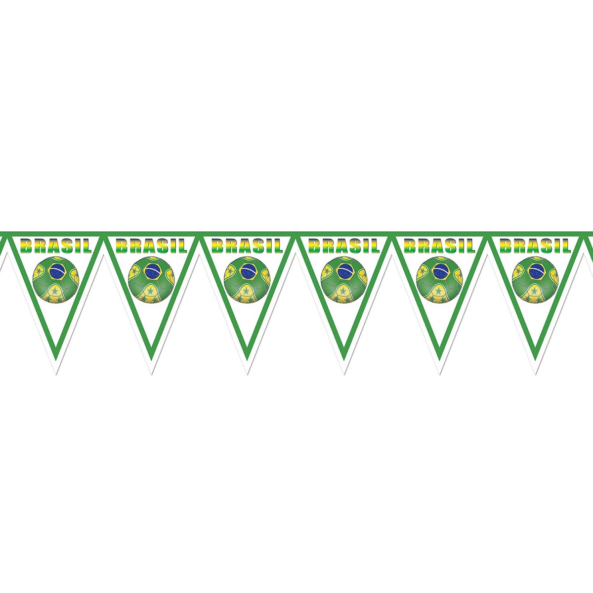Beistle Pack of 6 Green, Yellow and White "Brasil" Soccer Themed Pennant Banner Party Decorations 7.4'