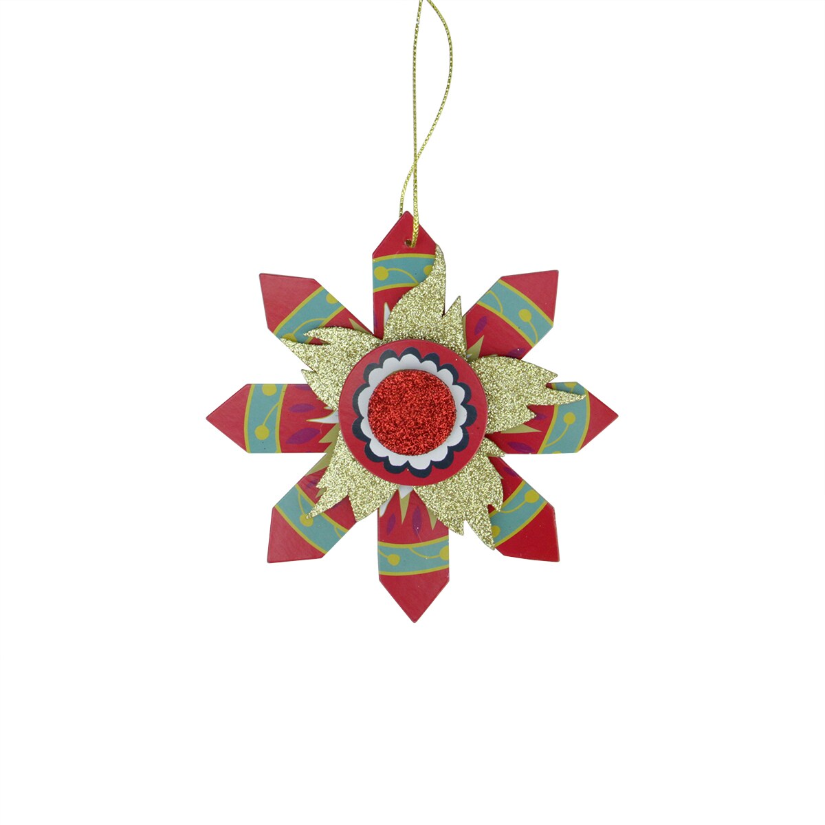 Midwest 5&#x22; Red and Gold Glittered Christmas Snowflake Ornament