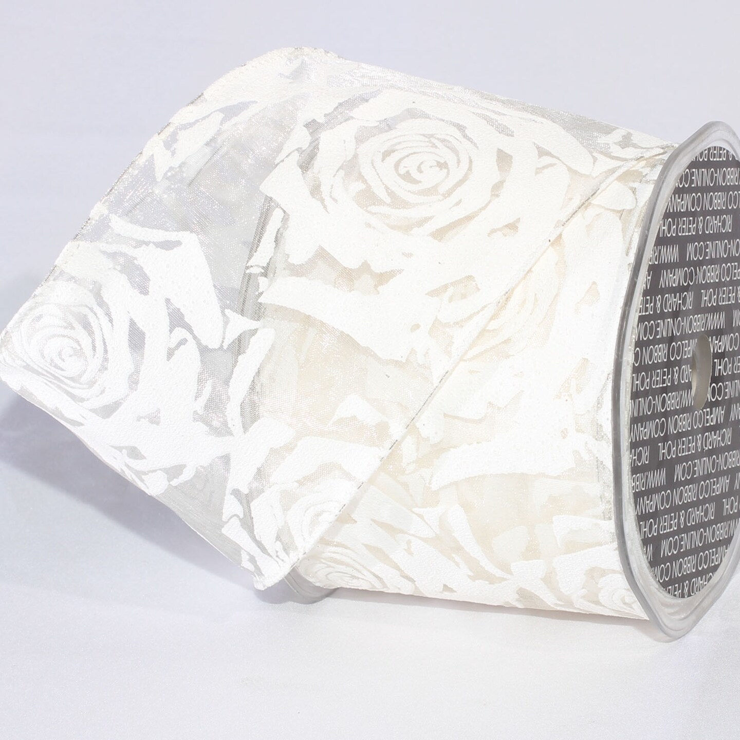 The Ribbon People Sheer Ivory Roses Wired Craft Ribbon 3" x 20 Yards