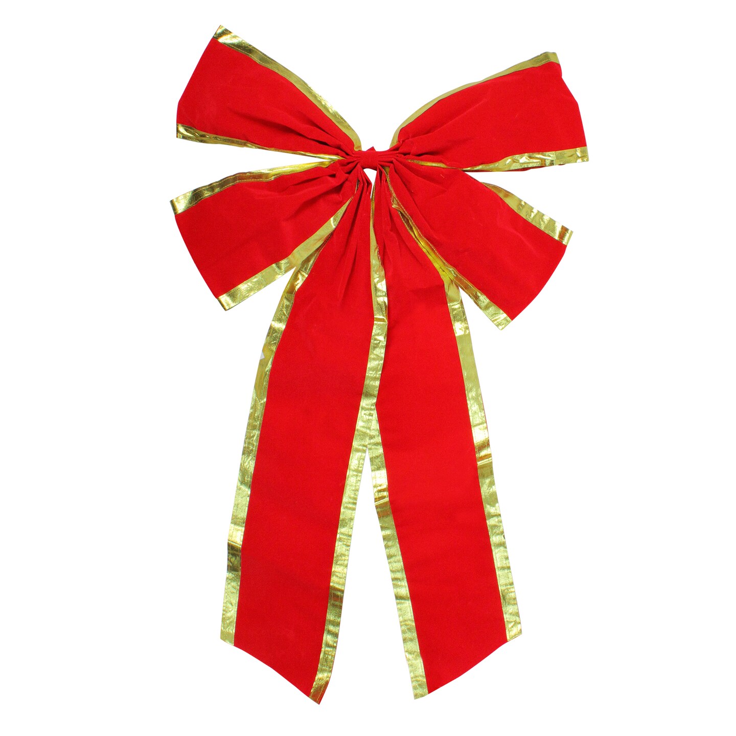 Northlight 24&#x22; x 38&#x22; Red and Gold 4-Loop Velveteen Christmas Bow Decoration