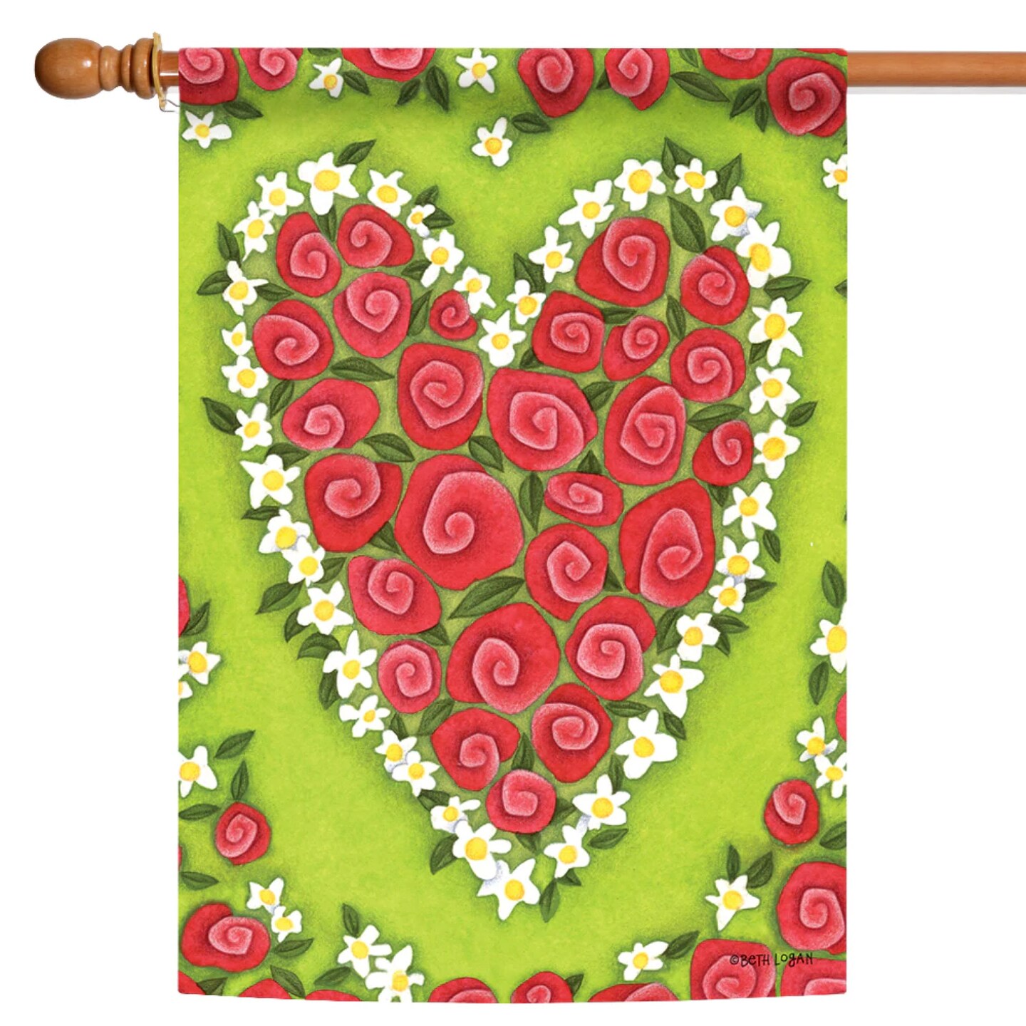 Toland Home Garden Floral Rose Heart Outdoor House Flag - 40