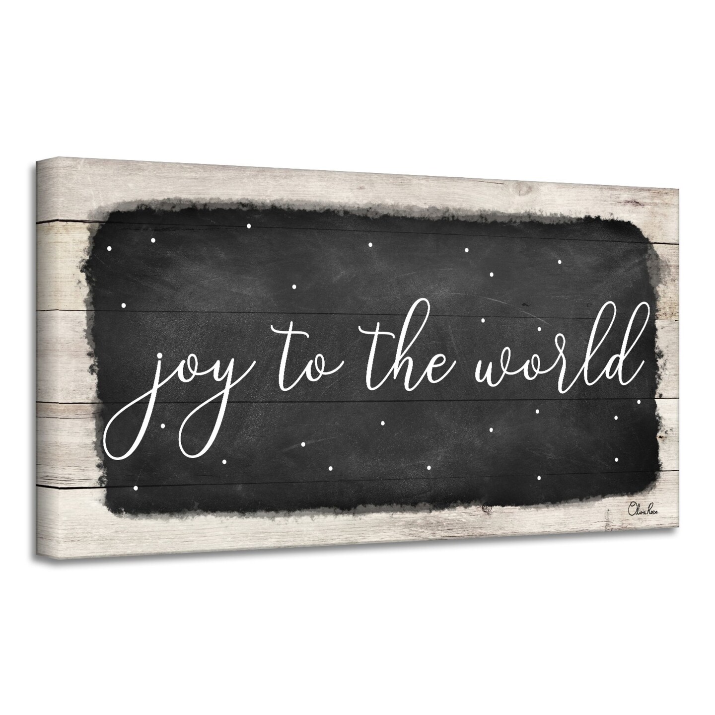 Crafted Creations Black and White &#x27;Joy To The World&#x27; Christmas Rectangular Canvas Wall Art Decor 18&#x22; x 36&#x22;