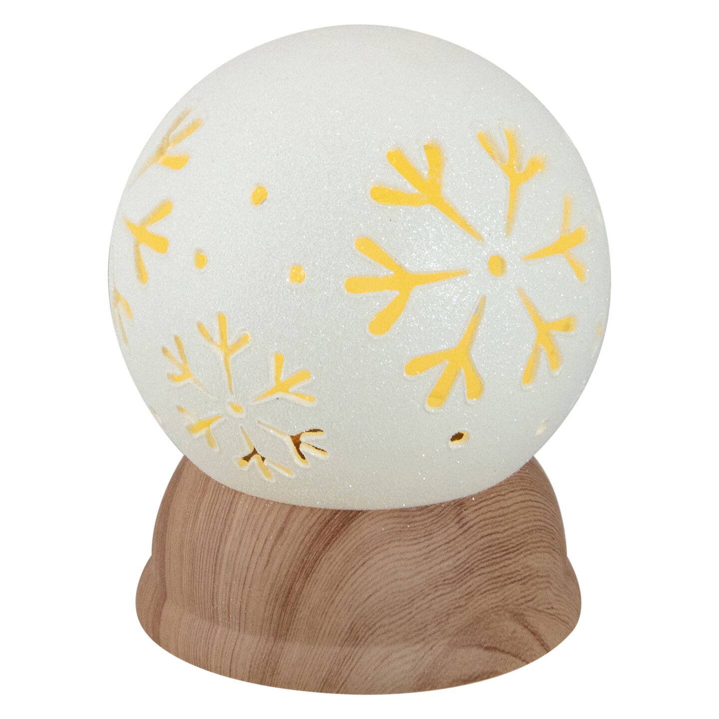 Northlight 6.5&#x22; Lighted White and Brown Globe with Snowflakes