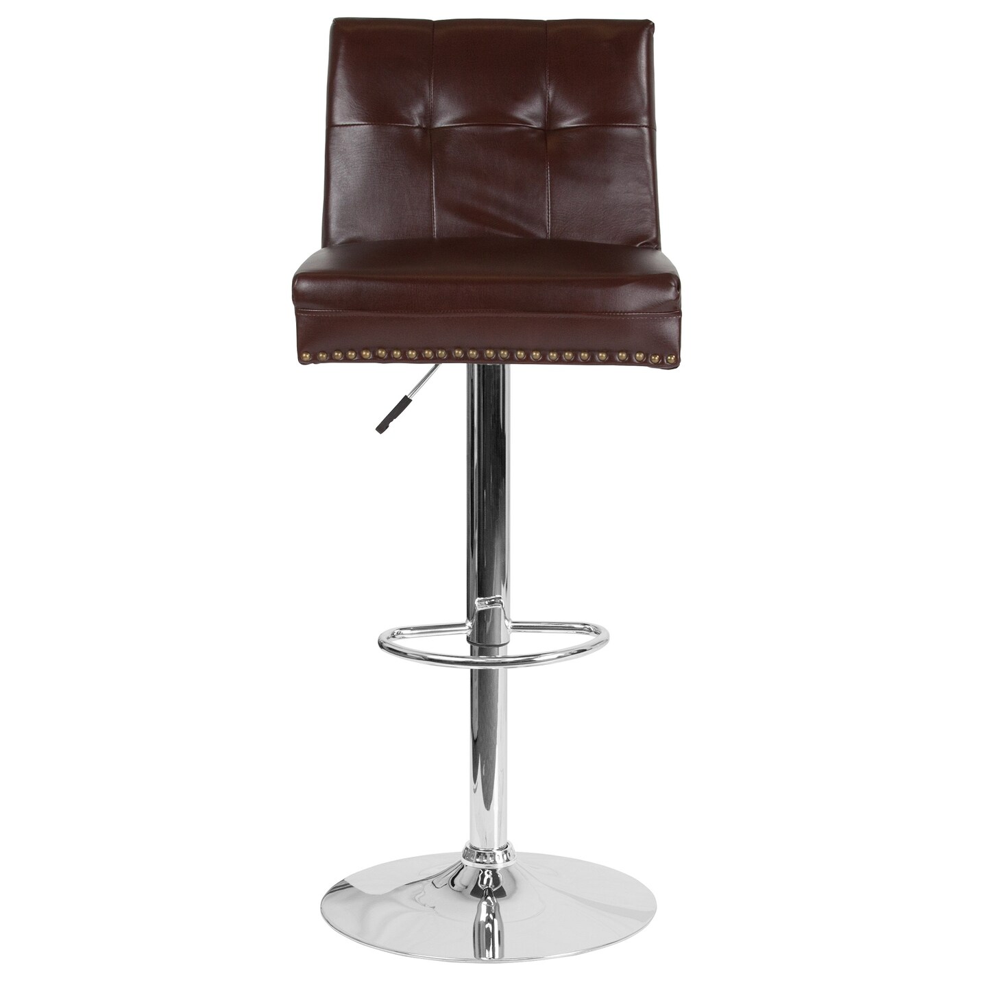 Flash Furniture 46.5&#x22; Brown Tufted Back Swivel Adjustable Height Bar Stool with Chrome Base