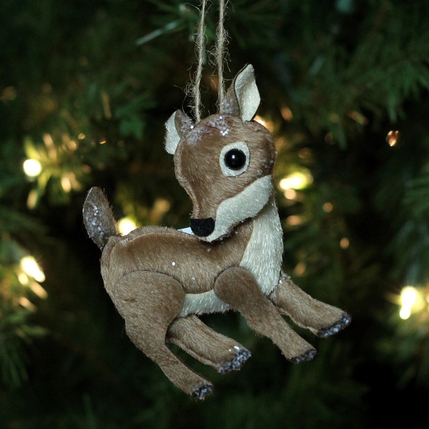 Northlight 6&#x22; Brown and White Plush Stuffed Deer Christmas Ornament