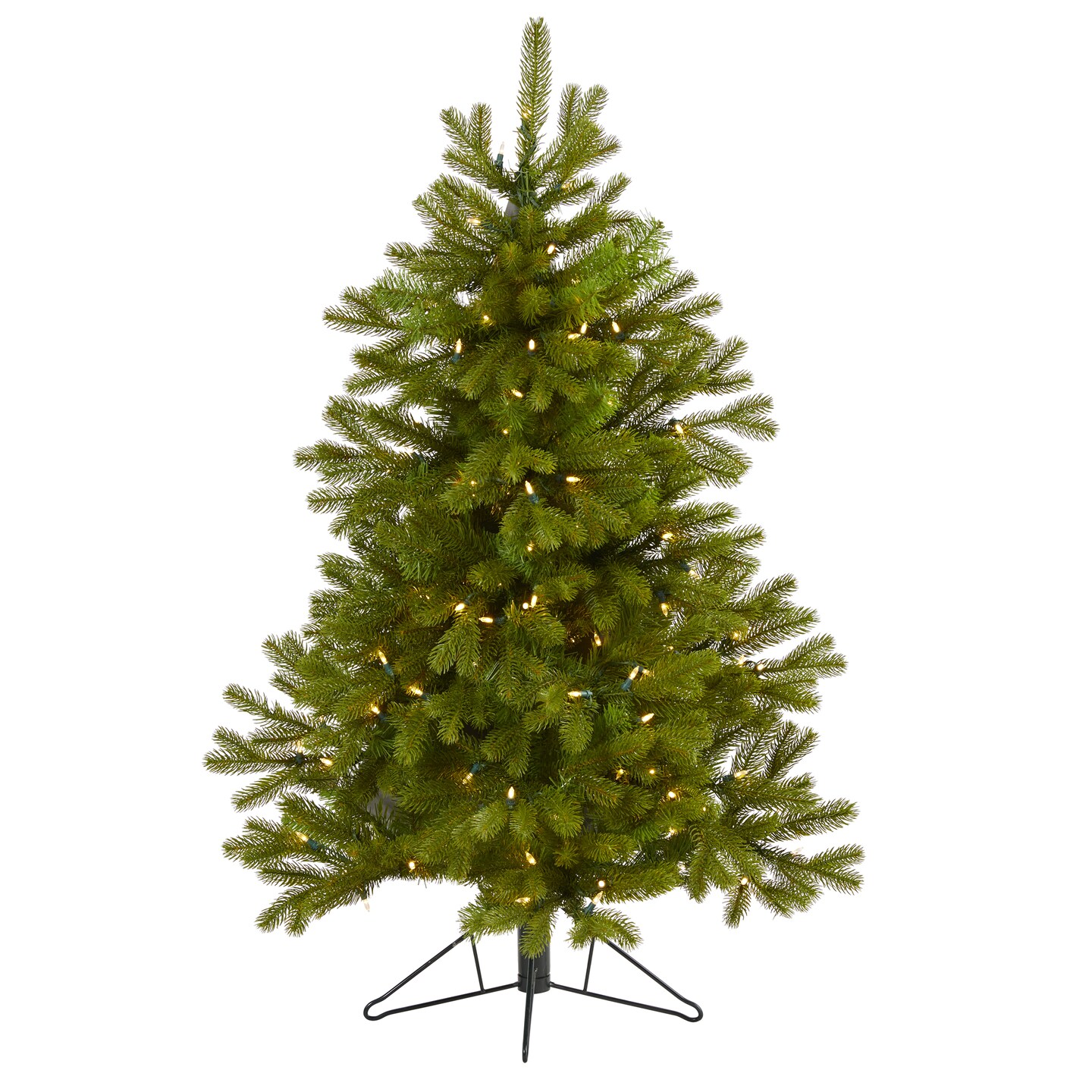 Nearly Natural 4&#x27; Pre-Lit Cambridge Artificial Half Wall Christmas Tree, Clear LED Lights