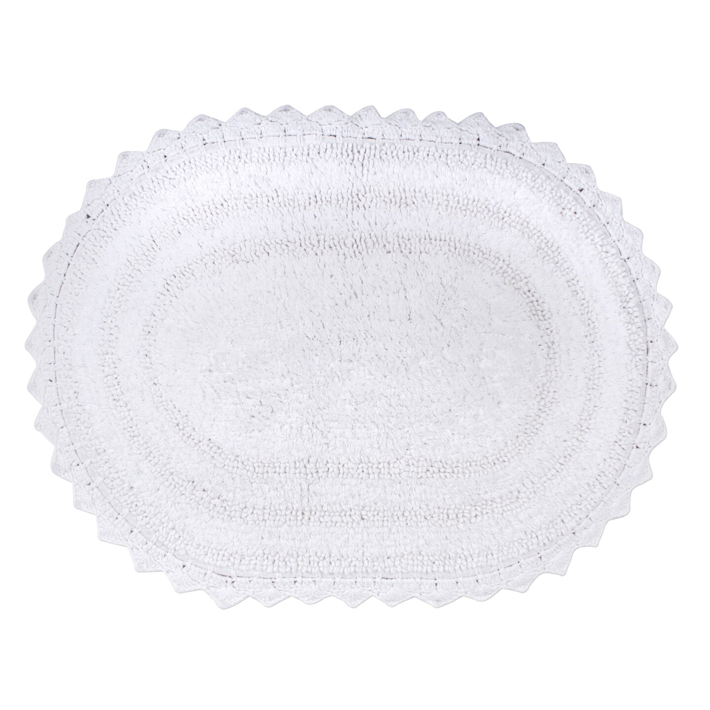 Contemporary Home Living 17&#x22; x 24&#x22; Solid White Small Oval Home Essentials Cotton Bath Mat