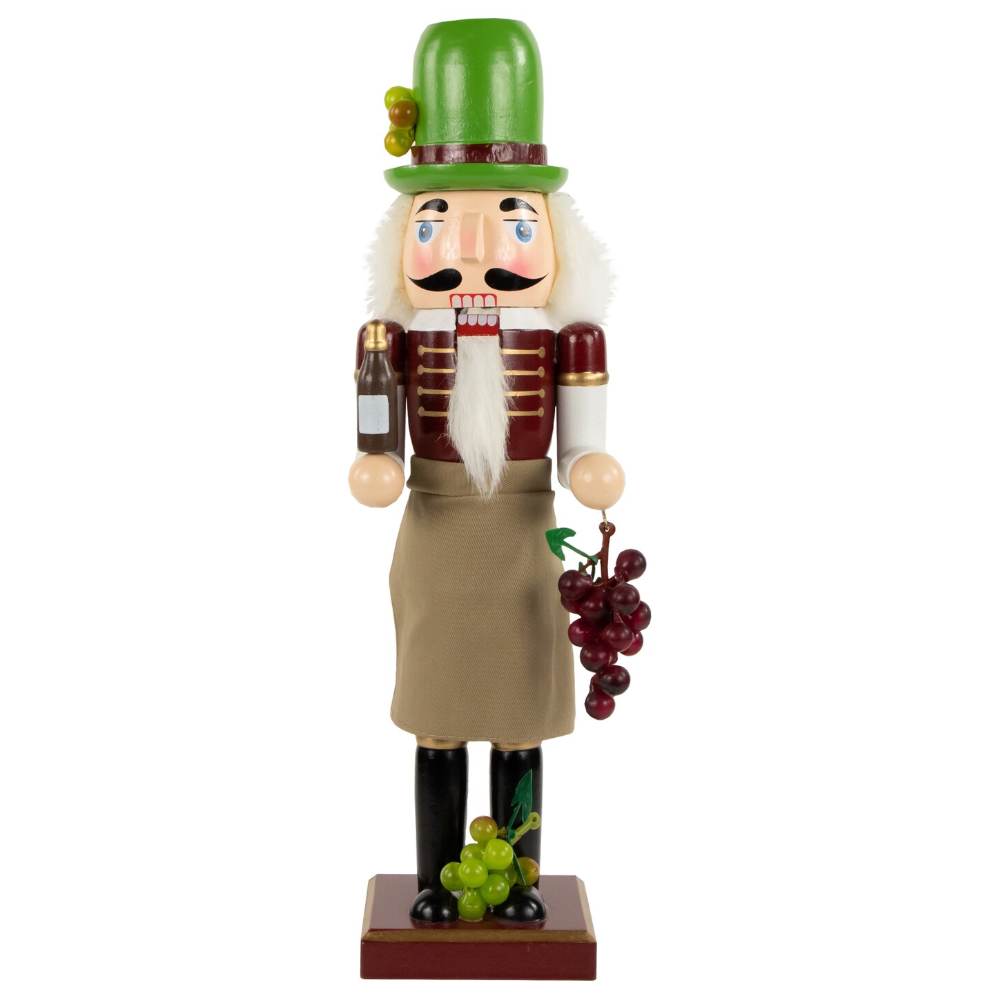 Nutcracker Factory 14" Green and Red Wine with Grapes Christmas Nutcracker