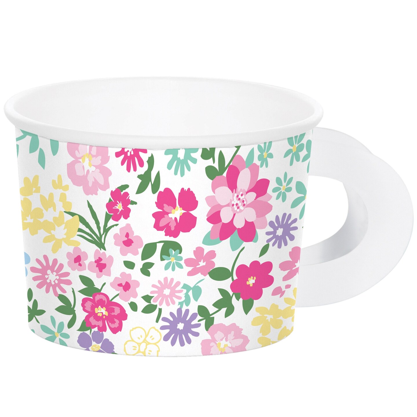 Party Central Club Pack of 96 Green and Pink Floral Tea Party Treat Cups