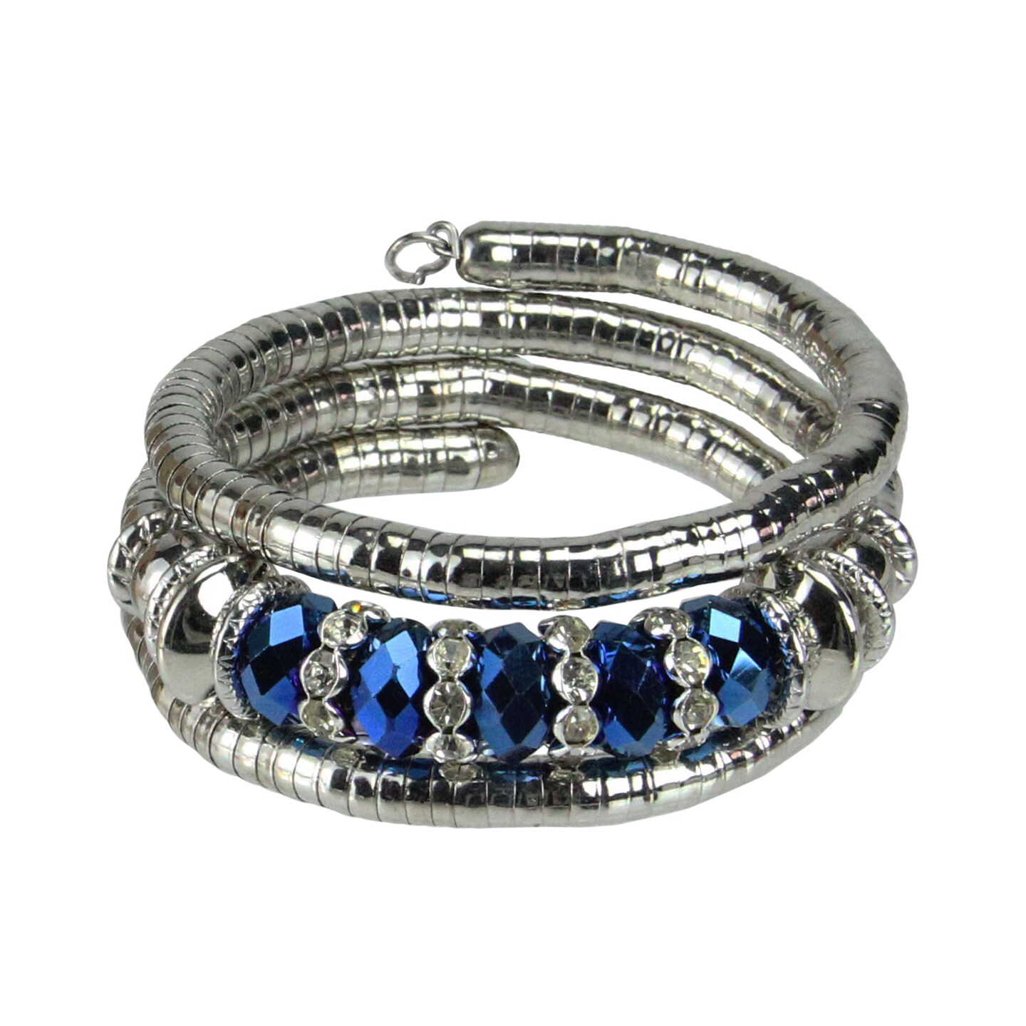 December Diamonds Silvertone Blue Fashion Jewelry Stretch Adjustable Snake Bracelet