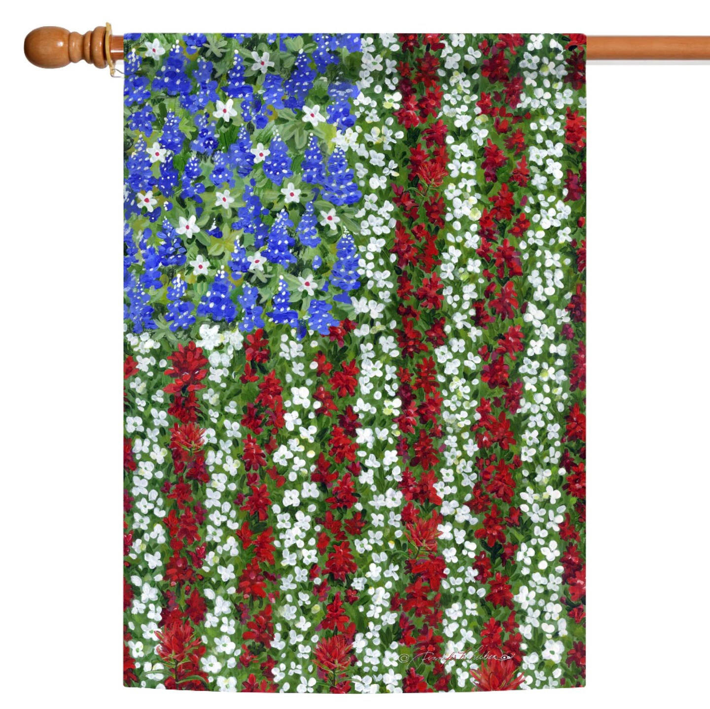 Toland Home Garden Floral American Flag Patriotic Outdoor Flag - 40&#x22; x 28&#x22;