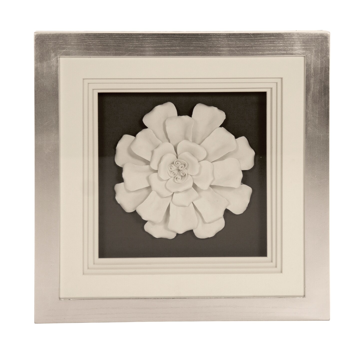 Zentique White and Black Contemporary Flower Wall Art 23.5&#x22; x 23.5&#x22;