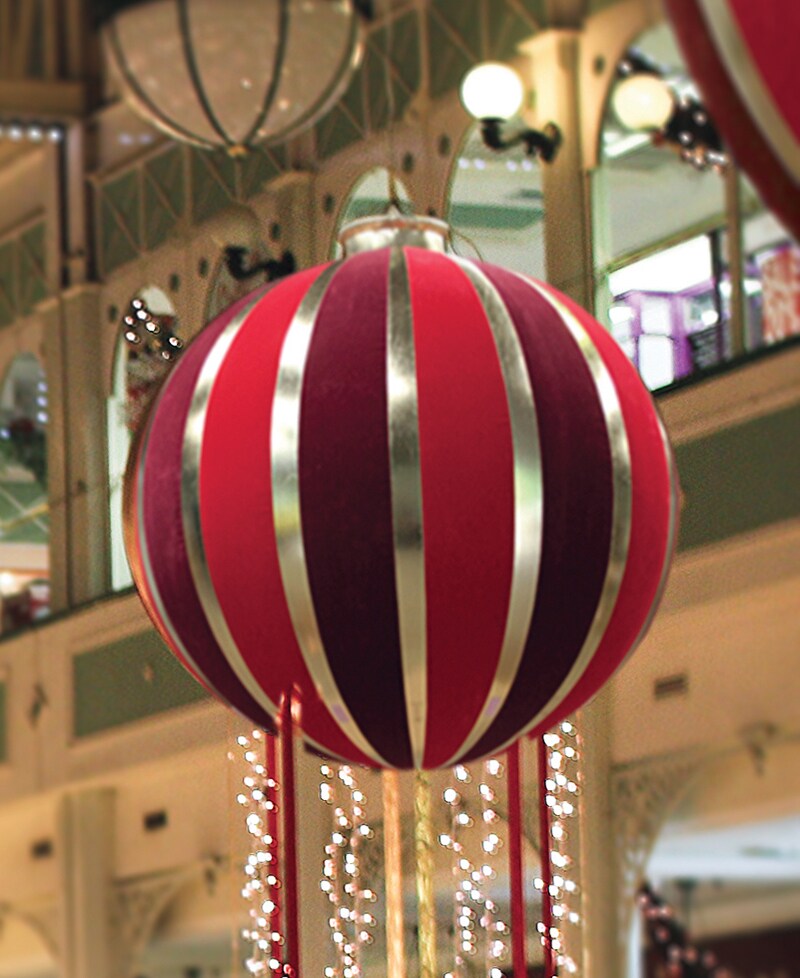 GKI/Bethlehem Lighting 60&#x22; Pre-Lit Red and Gold Inflatable Commercial Outdoor Christmas Ball Ornament