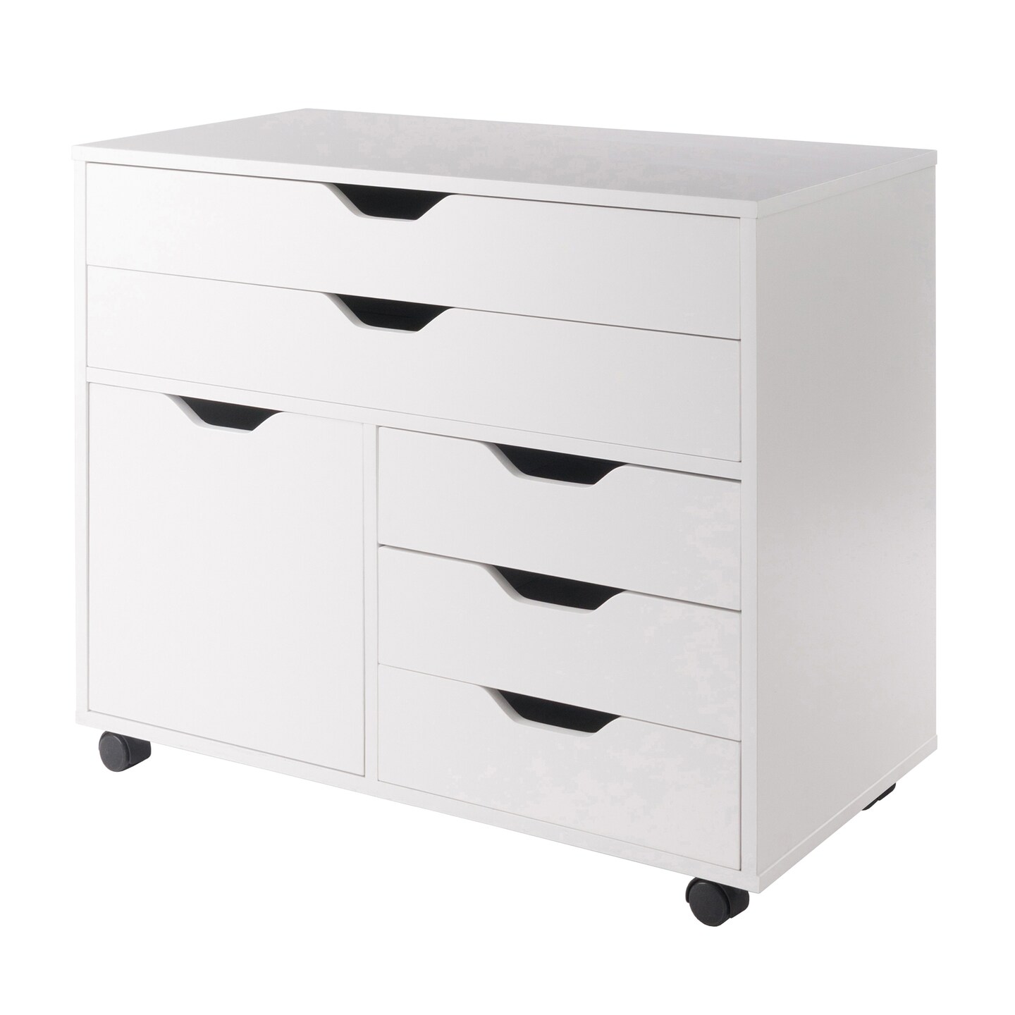 Contemporary Home Living 30.75&#x22; White 3 Section Mobile Storage Cabinet