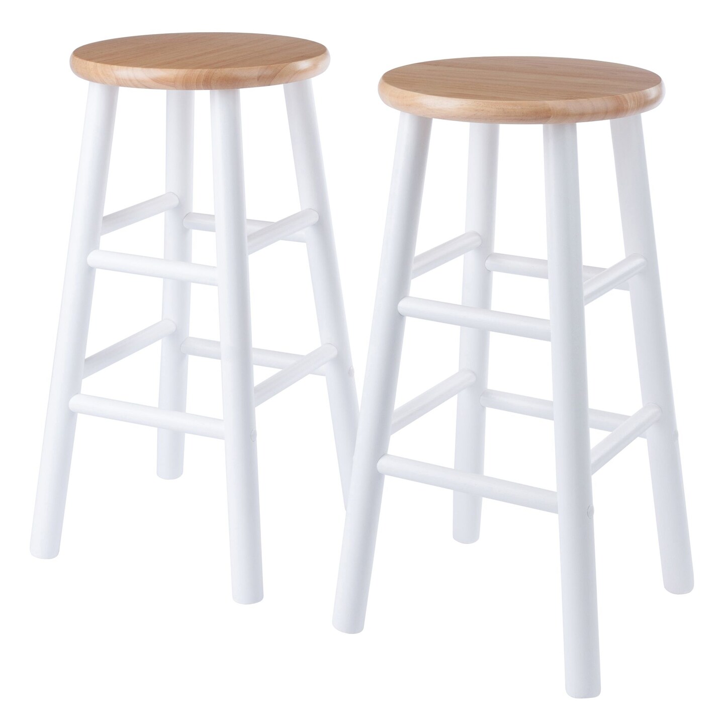 Contemporary Home Living Set of 2 Natural Brown and White Transitional Counter Stools 24.25&#x22;