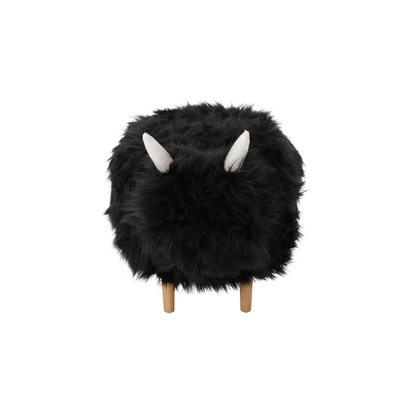 Contemporary Home Living 26.5&#x22; Black and Beige Contemporary Yak Foot Stool Ottoman
