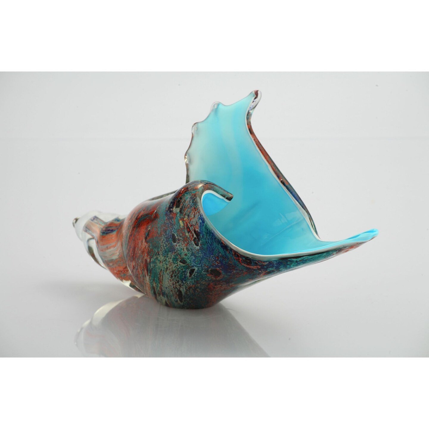 CC Home Furnishings 11" Blue Hand Blown Glass Shell Table Decoration