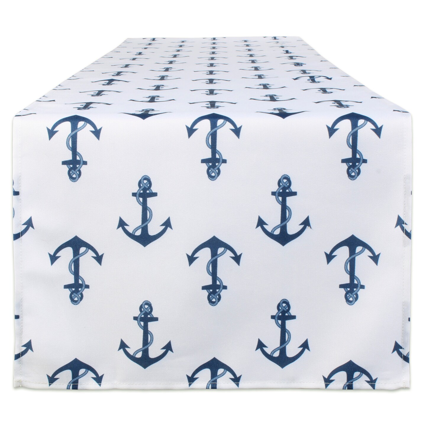 Contemporary Home Living 72&#x22; Outdoor Table Runner with Anchors Printed Design