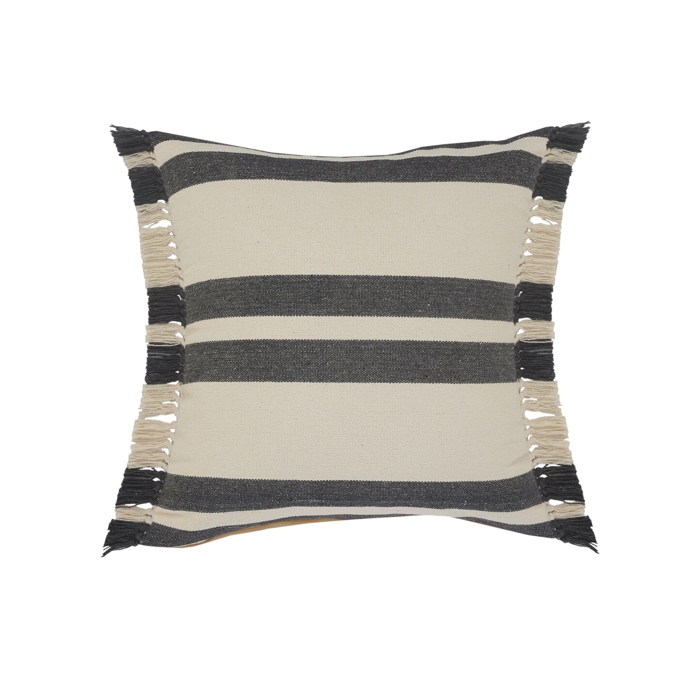 Laddha Home Designs 20&#x22; Gray and White Double Striped Square Throw Pillow