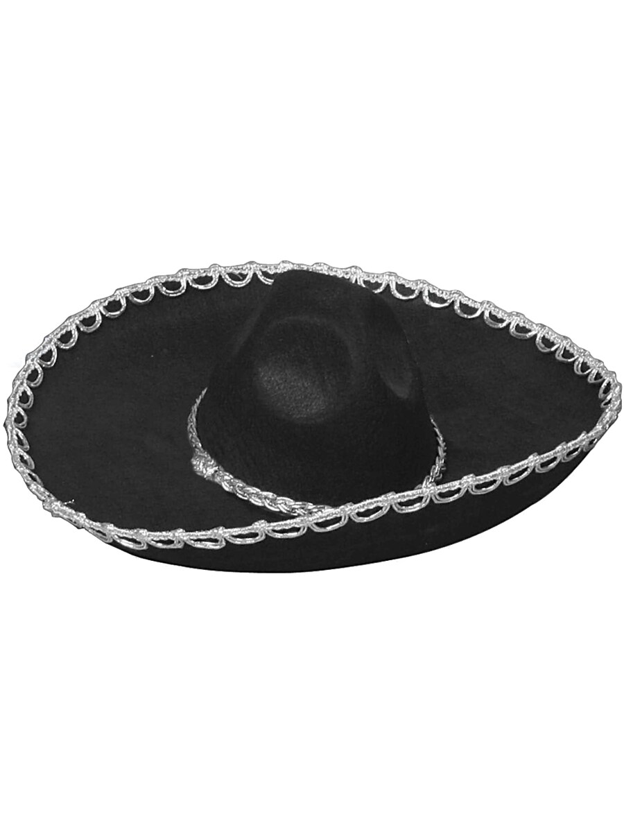 Black Adult Costume Sombrero Party Hat with Small 14&#x22; Brim