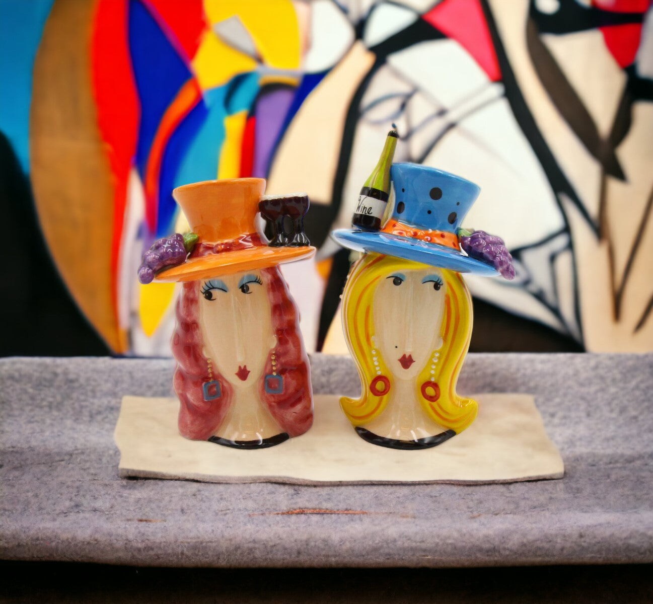 Ceramic Wine Loving Ladies Salt and Pepper Shakers, Home D&#xE9;cor, Gift for Her or Mom, Gift for Friend or Coworker, Kitchen D&#xE9;cor