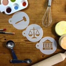 Law and Justice Cookie Stencil | C995 by Designer Stencils | Cookie Decorating Tools | Baking Stencils for Royal Icing, Airbrush, Dusting Powder | Reusable Plastic Food Grade Stencil for Cookies | Easy to Use &#x26; Clean Cookie Stencil