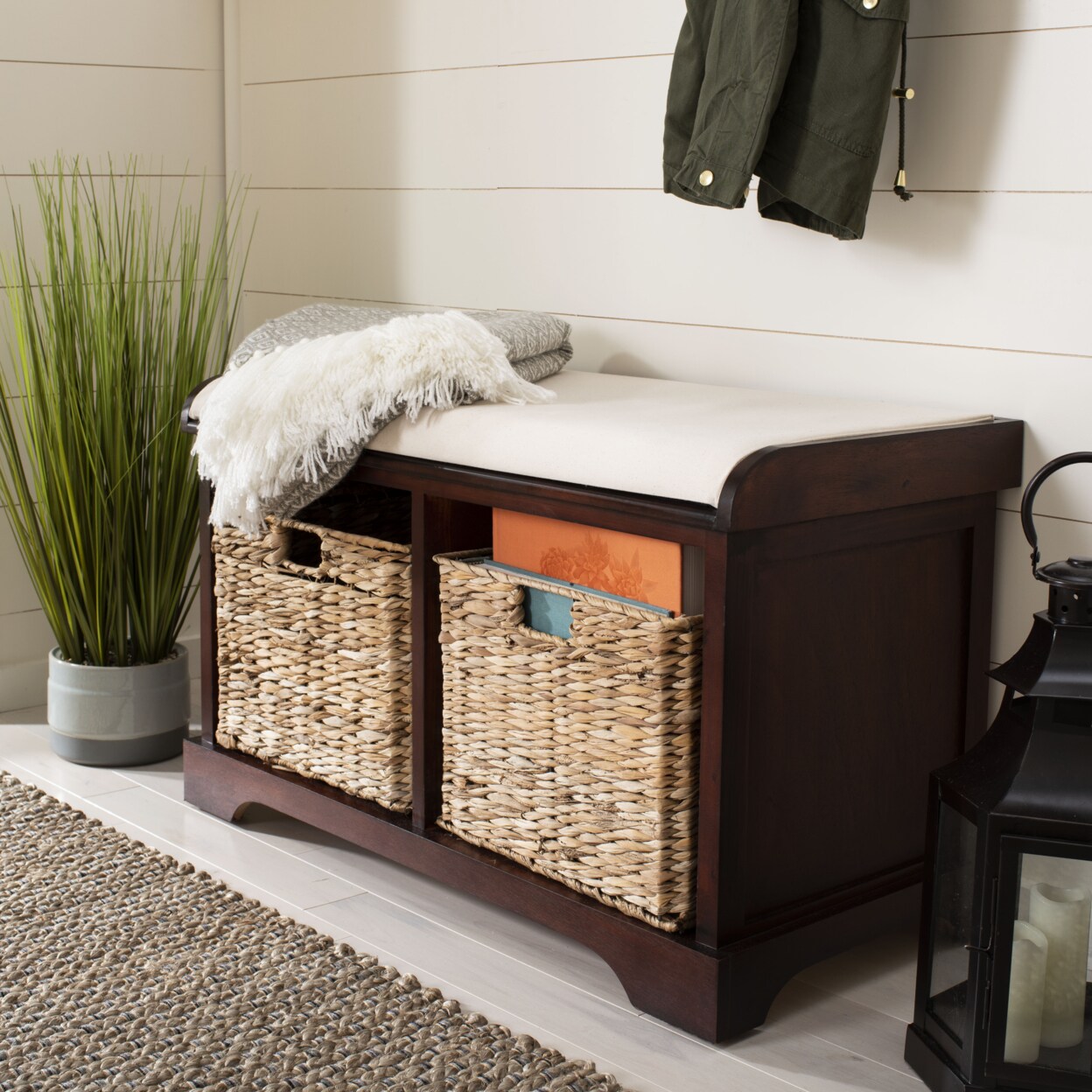 Safavieh Freddy Wicker Storage Bench Cherry