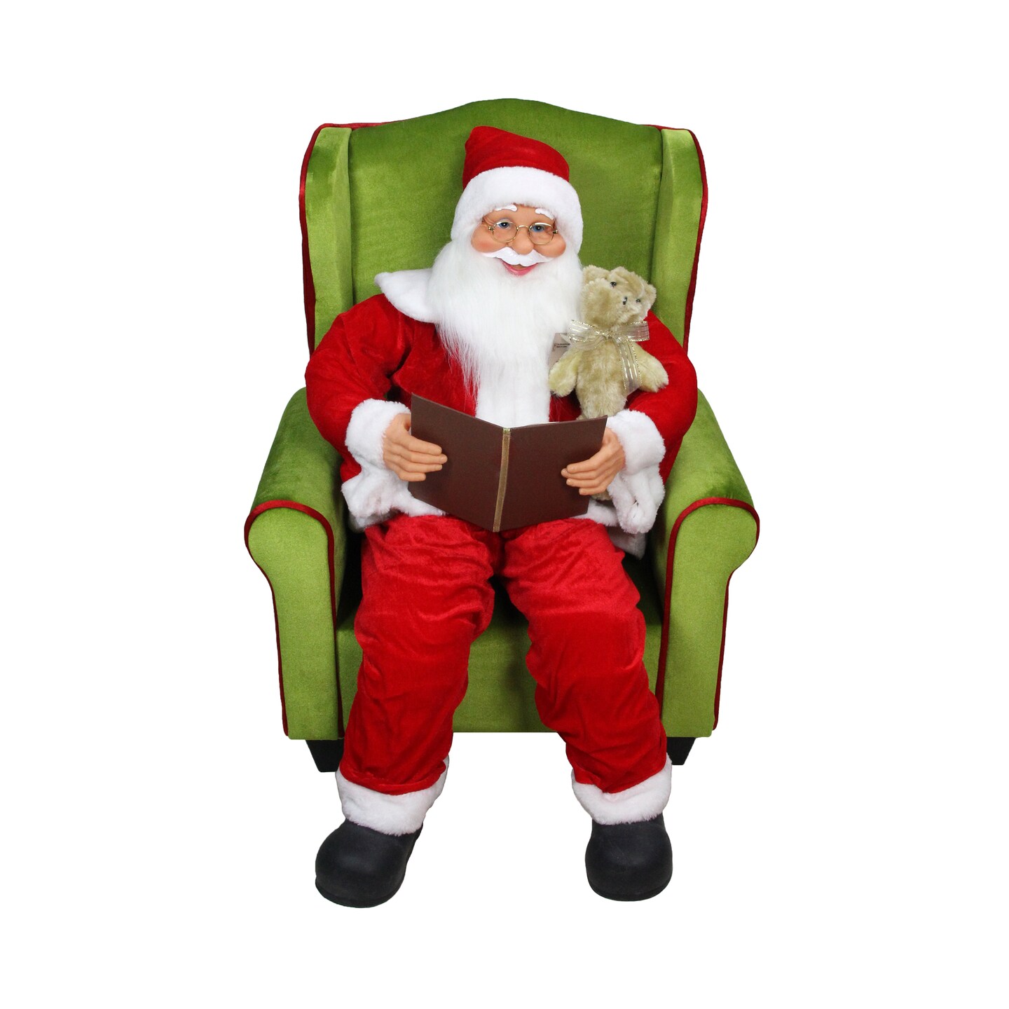 Northlight 32&#x22; Santa Claus Sitting in Green Arm Chair Christmas Figure