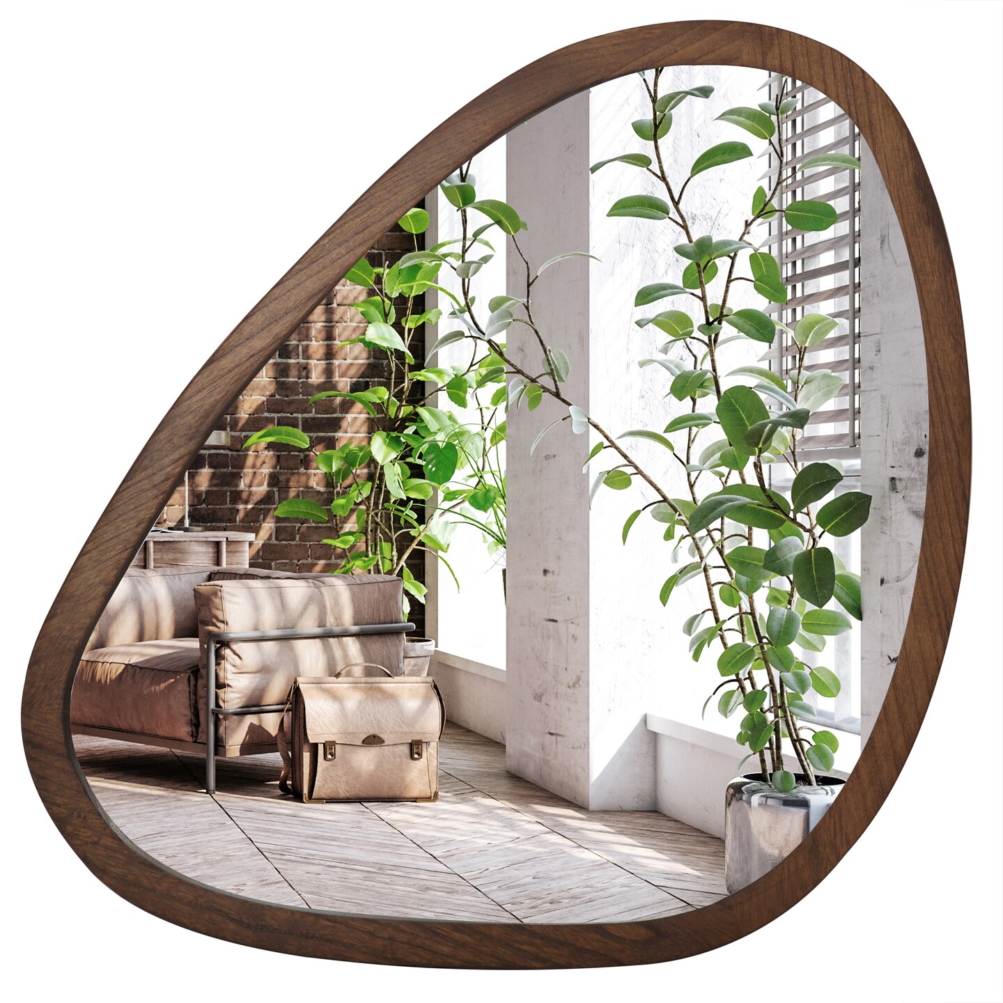 Americanflat Mirror in Natural Sycamore - Irregular Wall Mirror for Bathroom, Living Room, Entryway Hall, and Decorative Mirror for Bedroom
