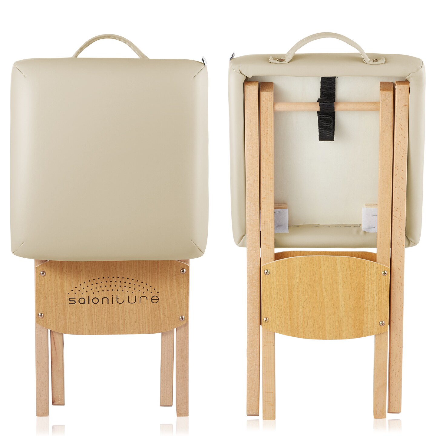 Saloniture Wood Folding Massage Stool with Carrying Case