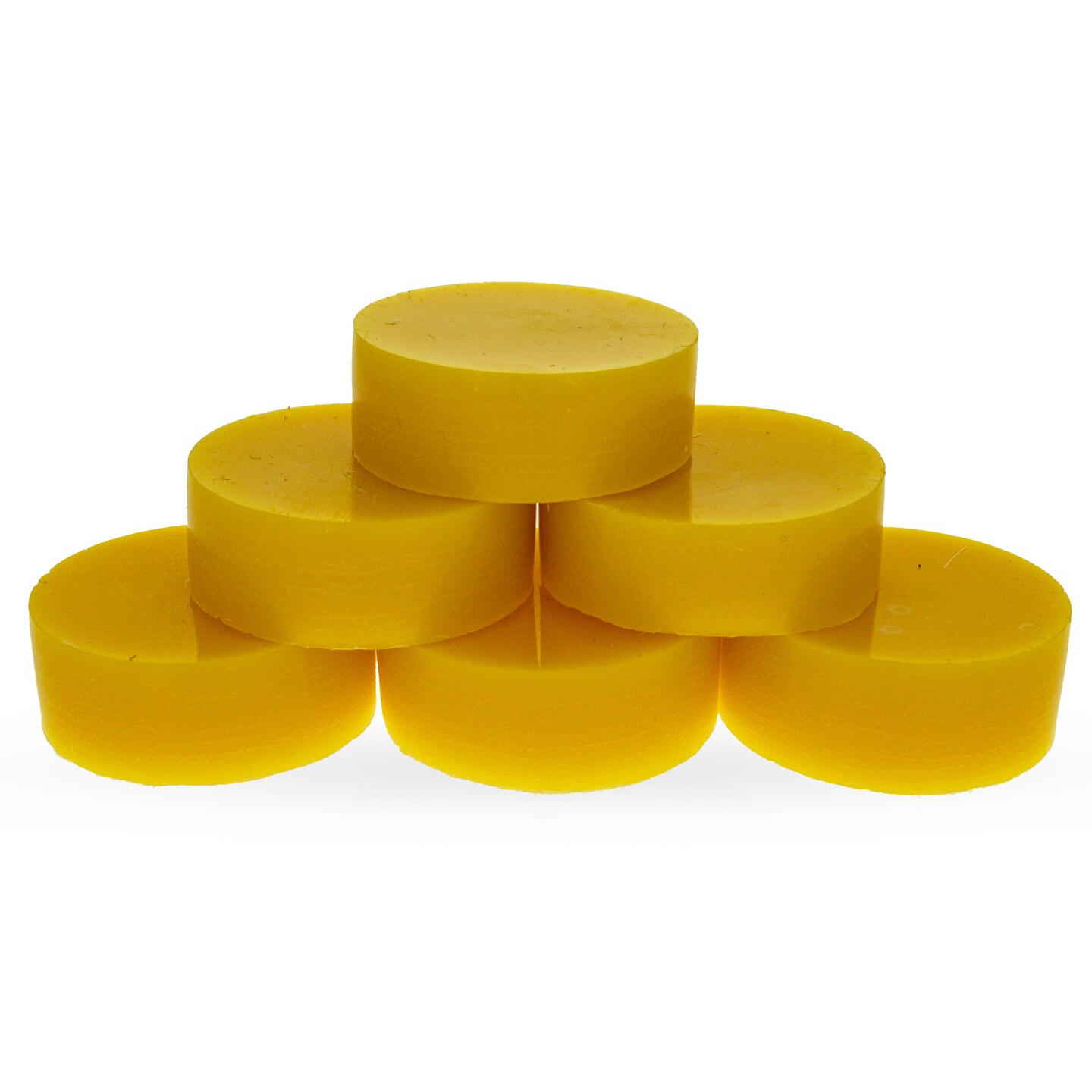 Set of 6 Yellow Triple Filtered Circle Beeswaxes 4.8 oz