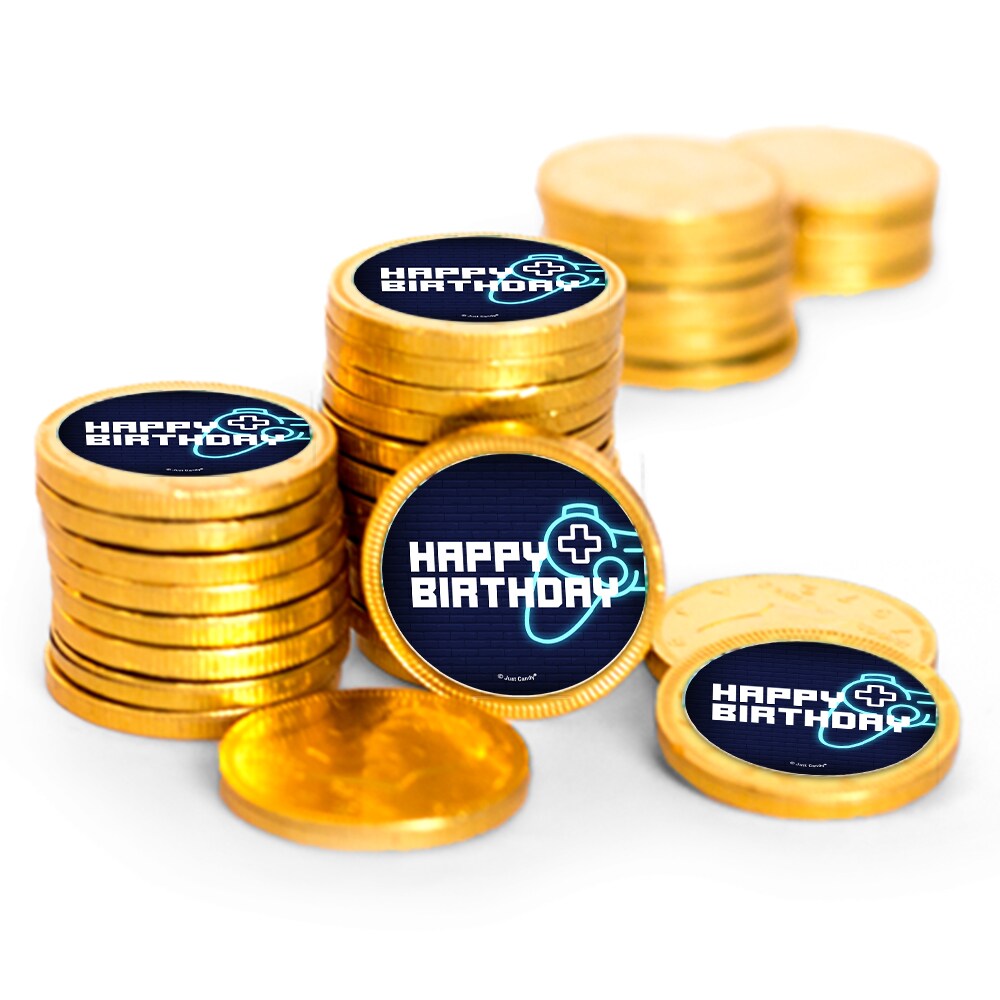 84 Pcs Video Game Kid&#x27;s Birthday Candy Party Favors Chocolate Coins with Gold Foil