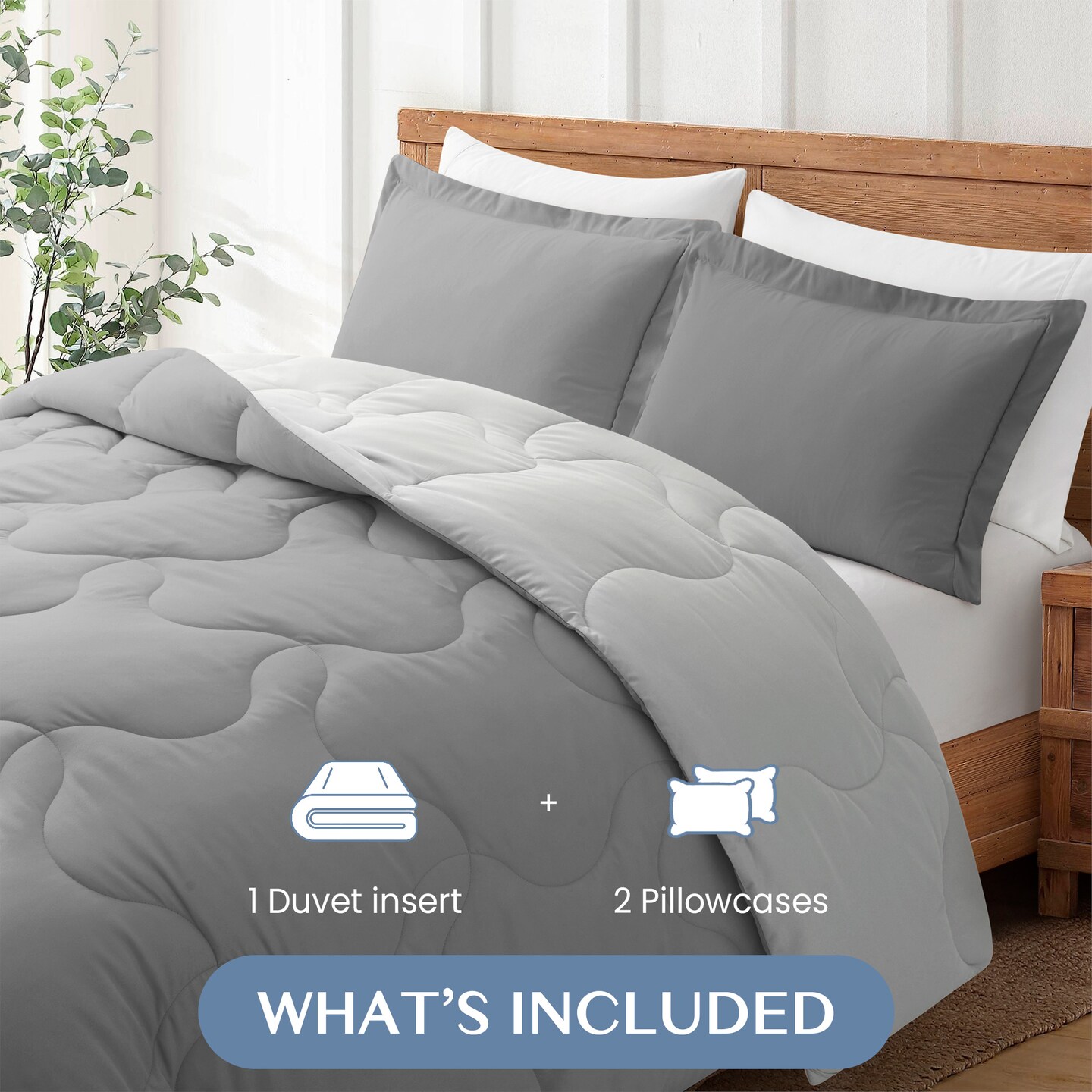 King Lightweight Reversible Microfiber Comforter Set Dark Gray Light Gray