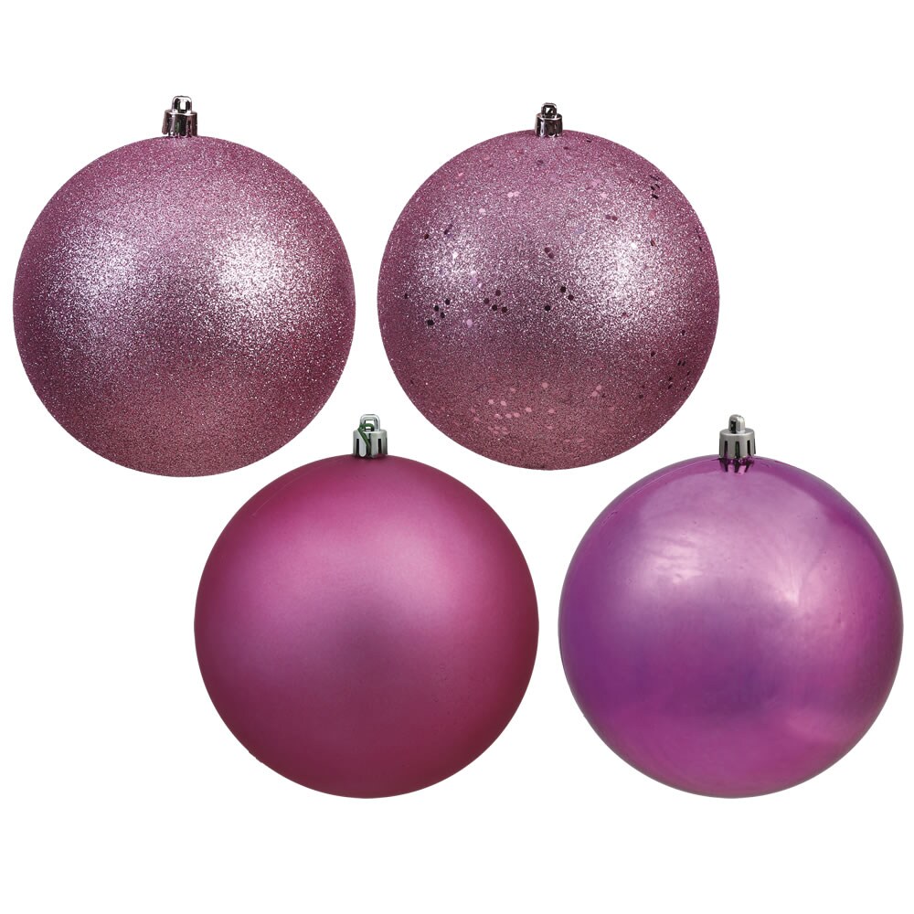Vickerman 4.75 in. Mauve Ball 4-Finish Asst Christmas Ornament