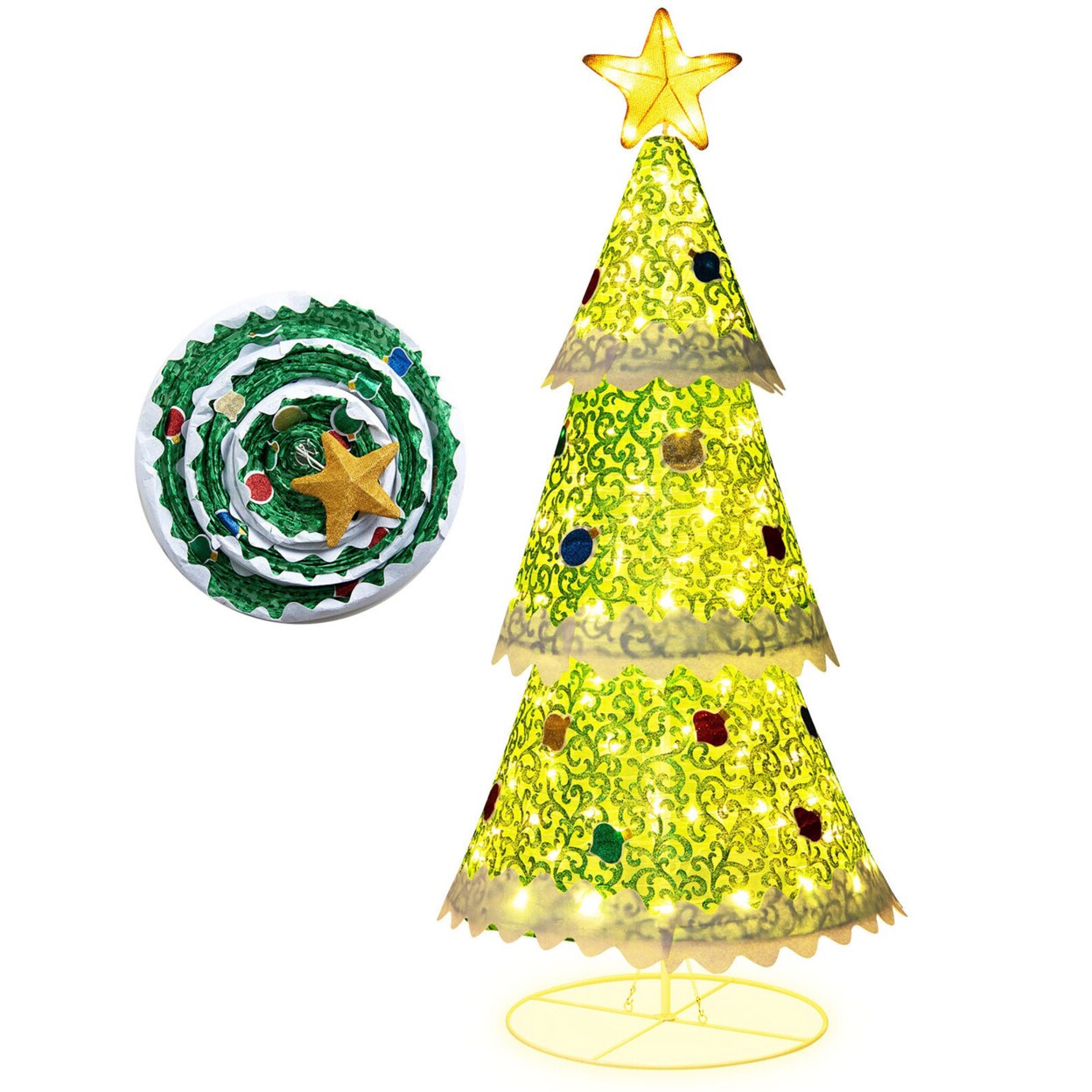 4.6 Ft Collapsible Celebration Christmas Tree Pop-Up Decor W/ 110 Led Lights