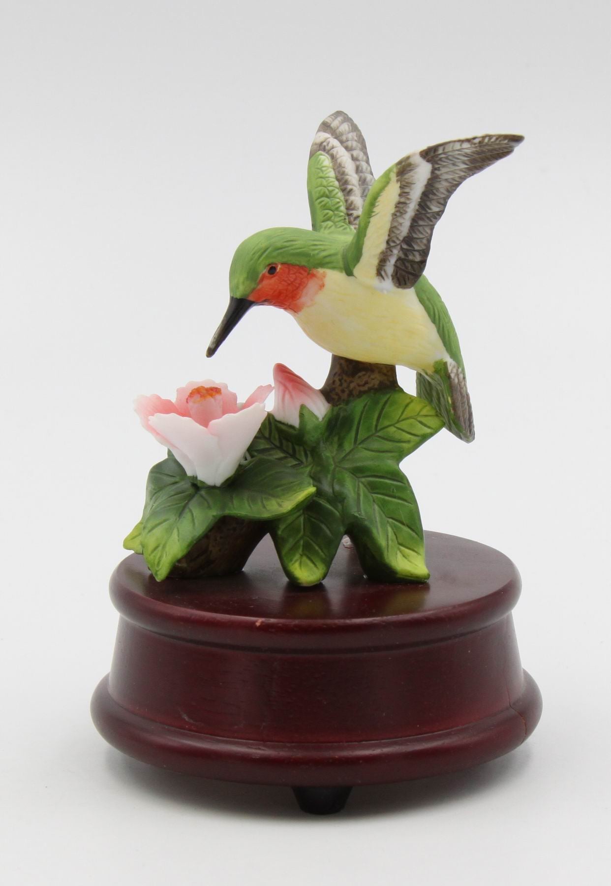 Ceramic Hummingbird Figurine on Wood Base, Home D&#xE9;cor, Gift for Her, Gift for Mom, Birdwatcher, Spring Decor