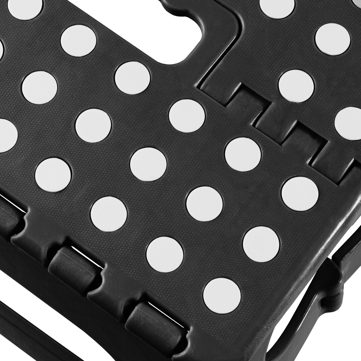 Casafield 18&#x22; Folding Step Stool with Handle, Black - Portable Collapsible Small Plastic Foot Stool for Adults - Use in the Kitchen, Bathroom and Bedroom