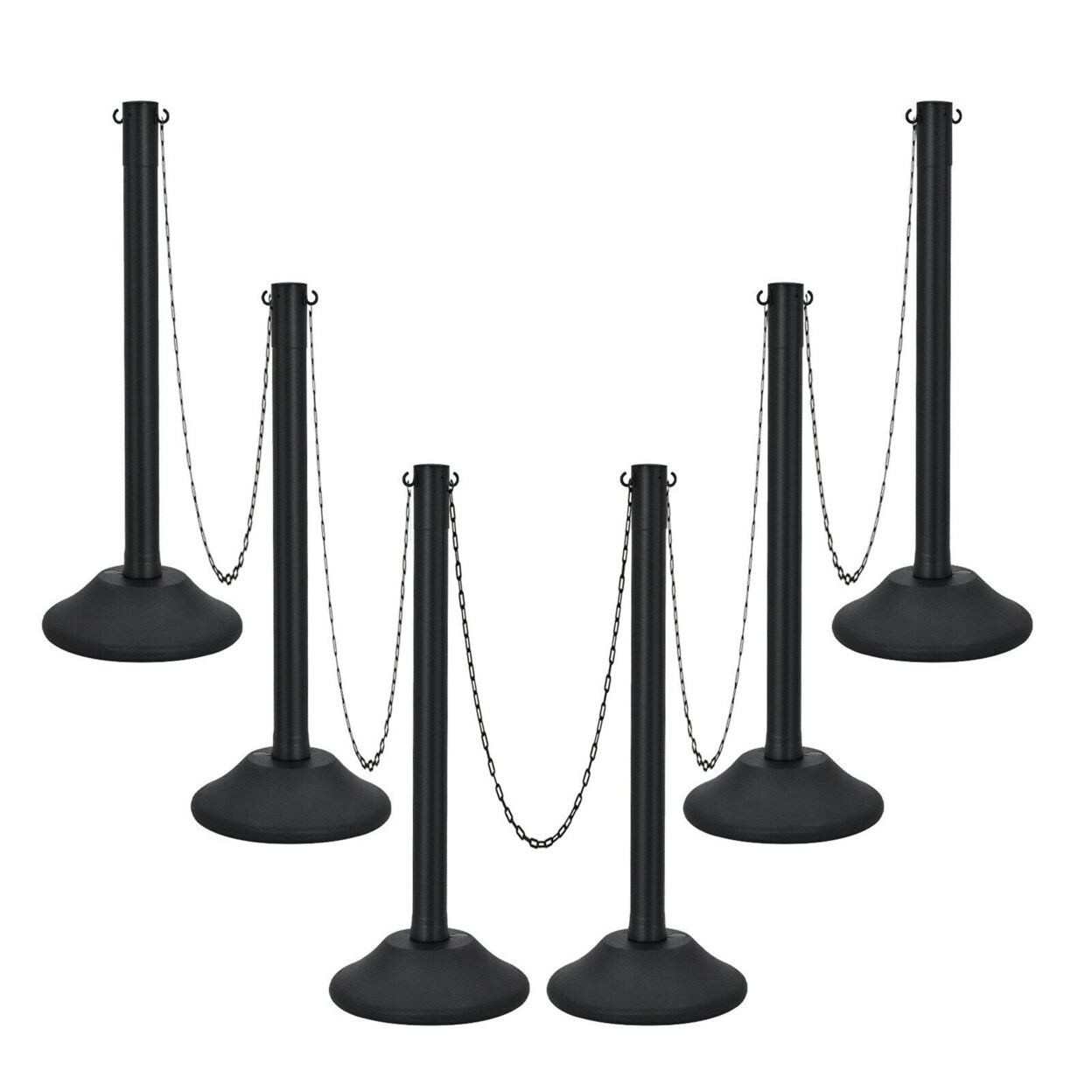 Gymax 6pcs Plastic Stanchion Post 36 Crowd Control Barrier w/ 5FT Link Chain