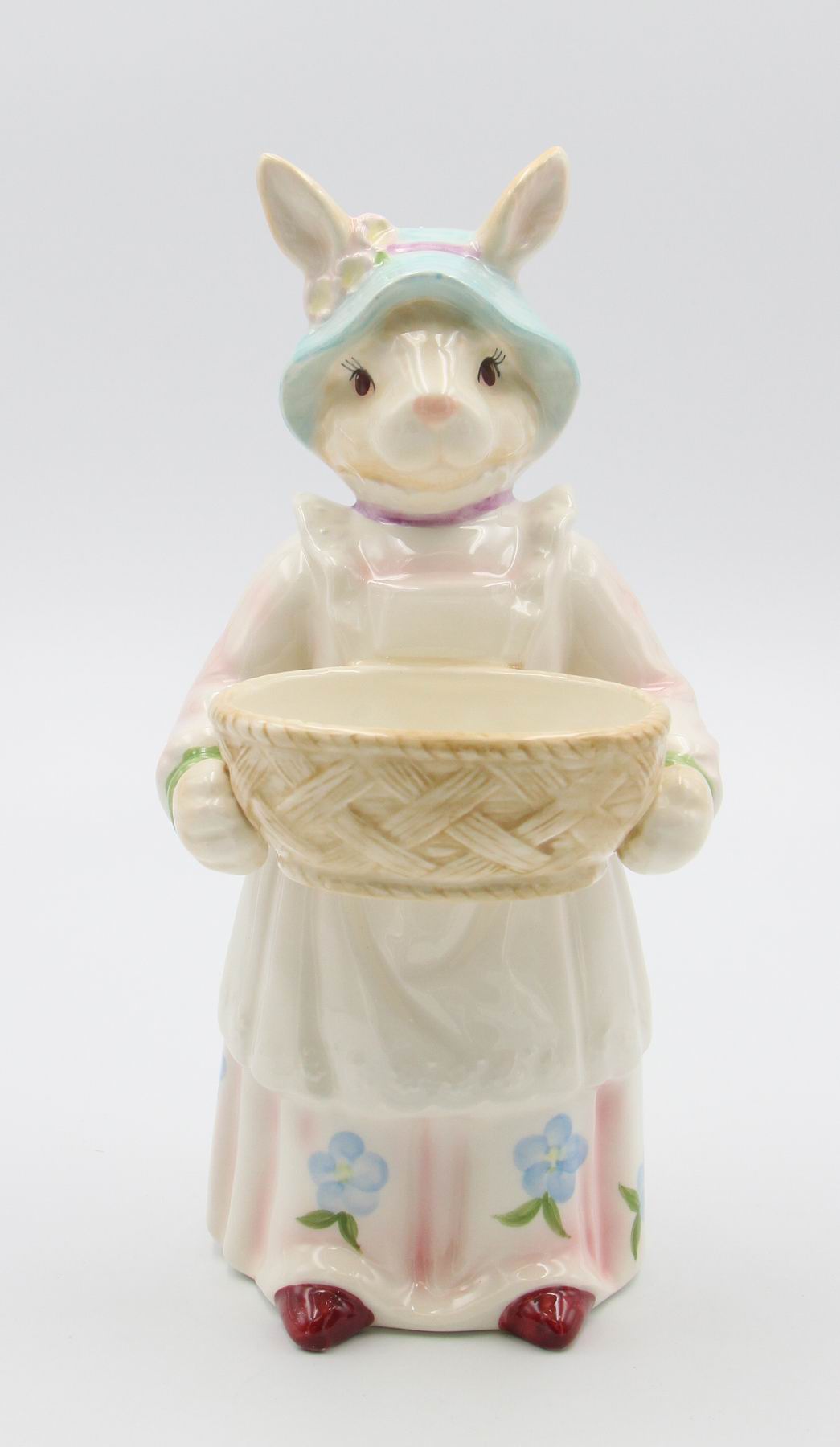 Ceramic Bunny Rabbit Carrying Basket Candy Dish, Home D&#xE9;cor, Gift for Her, Gift for Mom, Kitchen D&#xE9;cor, Spring D&#xE9;cor, Easter D&#xE9;cor