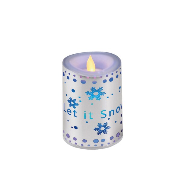 Diva At Home 4&#x22; Silver Colored  &#x22;Let it Snow&#x22; Flameless Candle with Flickering LED Lights