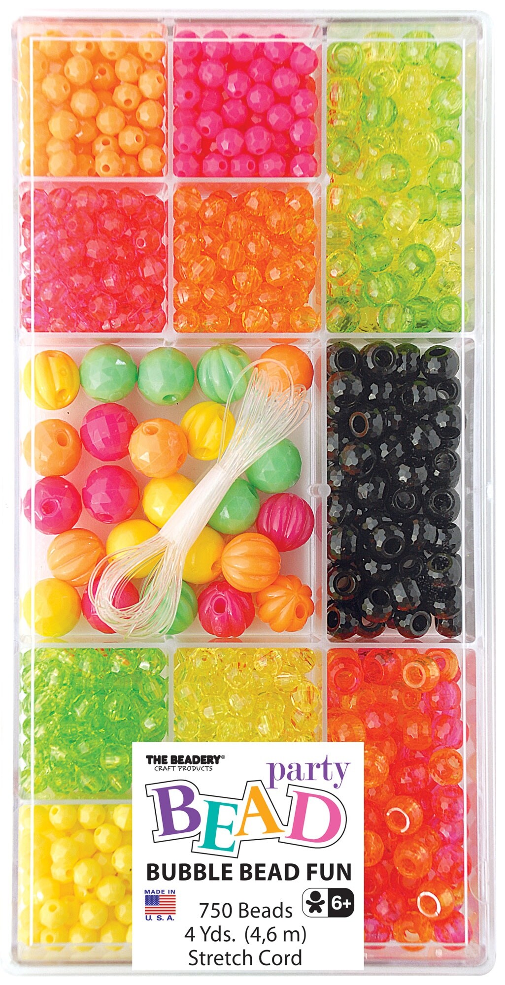 The Beadery 12 Compartment Bead Box-Bubble Bead Fun; 750 Beads