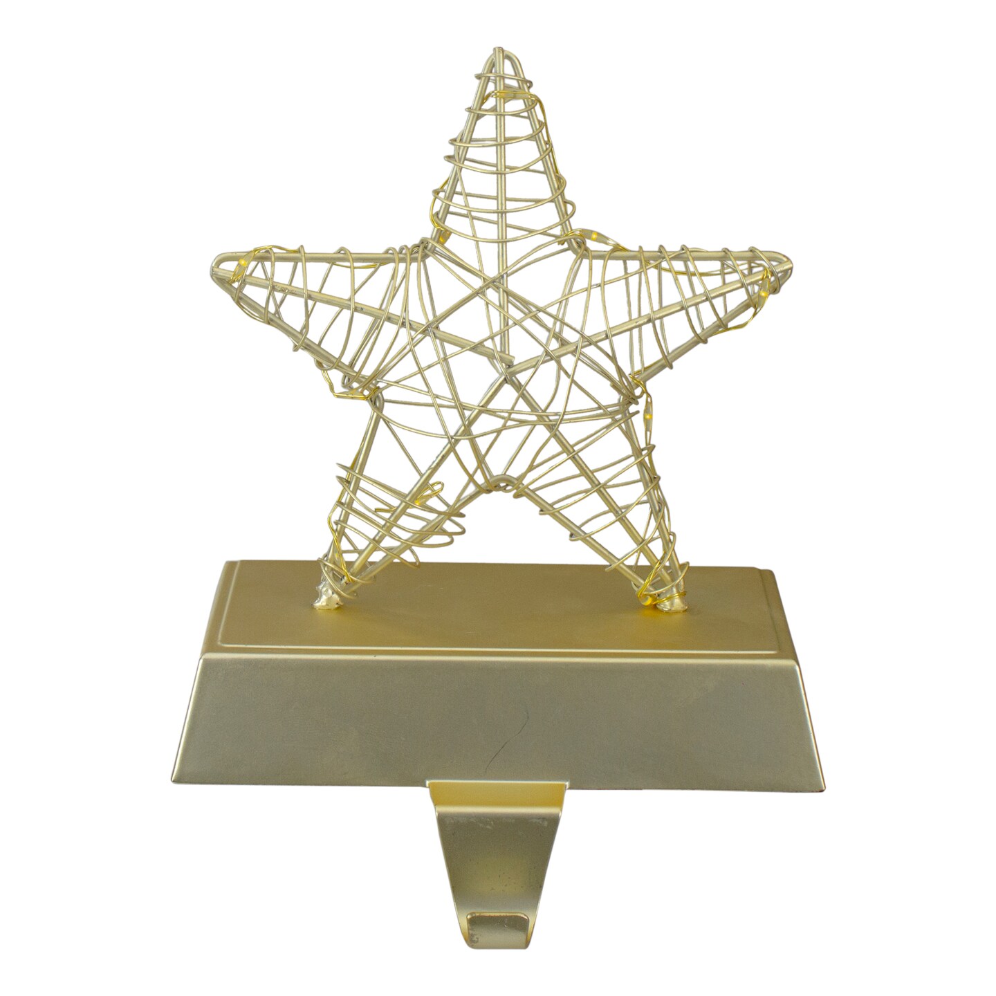 Northlight 7&#x22; LED Lighted Gold Wired Star Christmas Stocking Holder