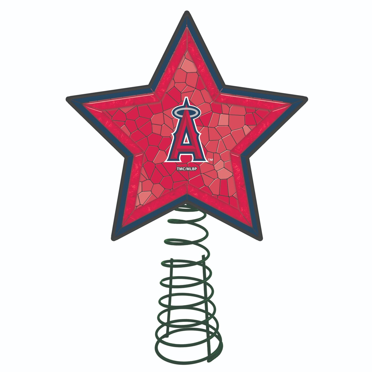 The Memory Company 10&#x22; Lighted Red and Blue Mosaic Style Star MLB Los Angeles Angels Christmas Tree Topper