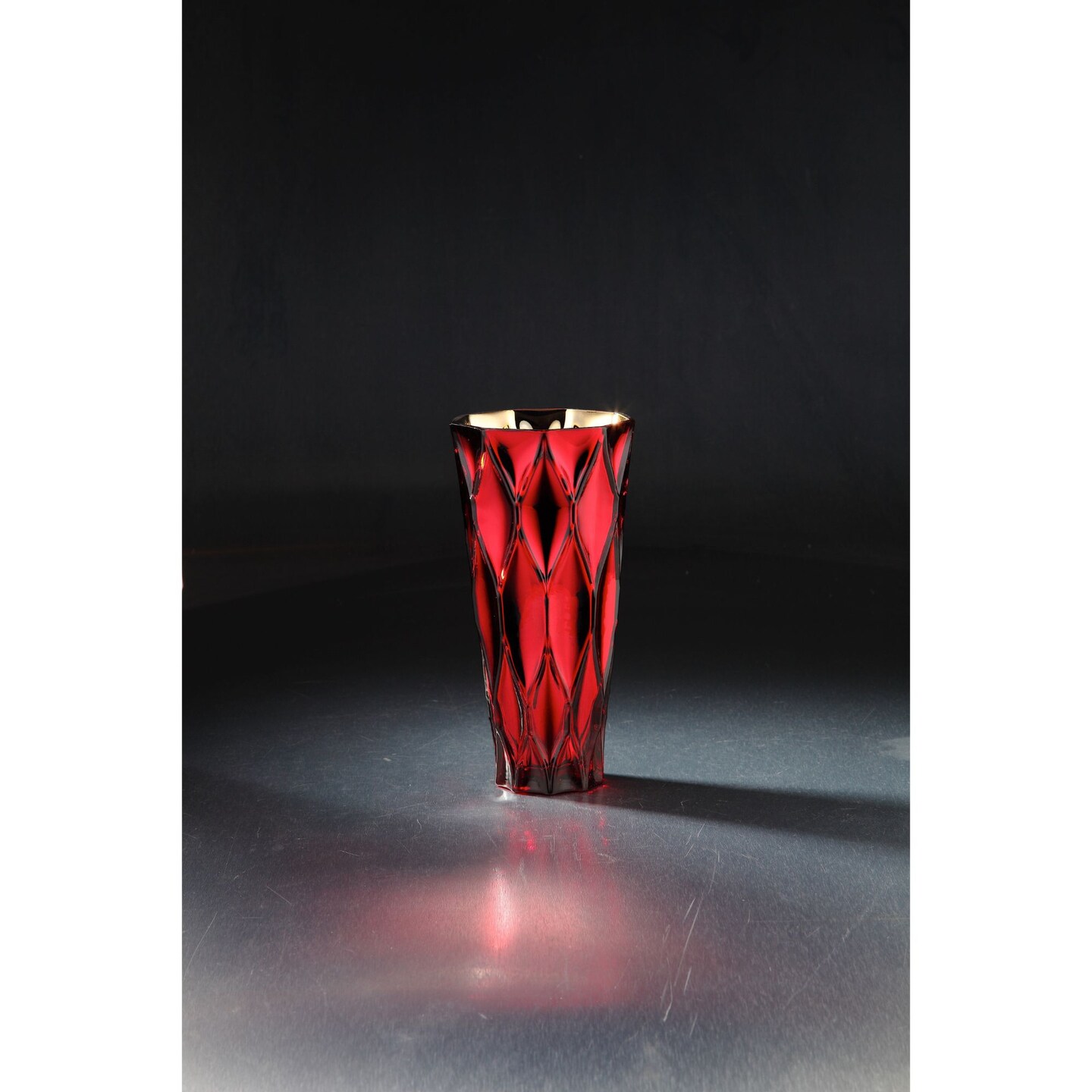 CC Home Furnishings 10" Red Geometric Glass Flower Vase Michaels