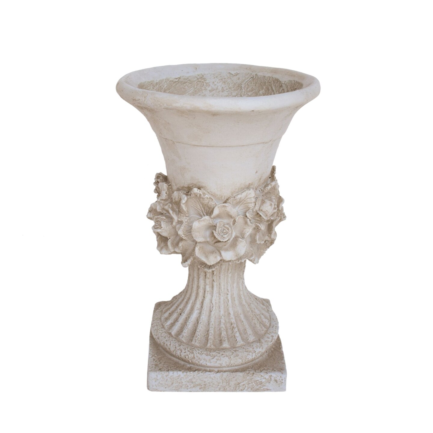 Contemporary Home Living 19.5&#x22; Antique White Multi Purpose Outdoor Patio Urn Planter